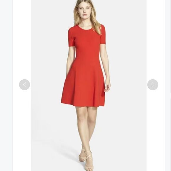 HUGO BOSS Fleala Knit Fit & Flare Dress Red Size Small - Picture 11 of 13